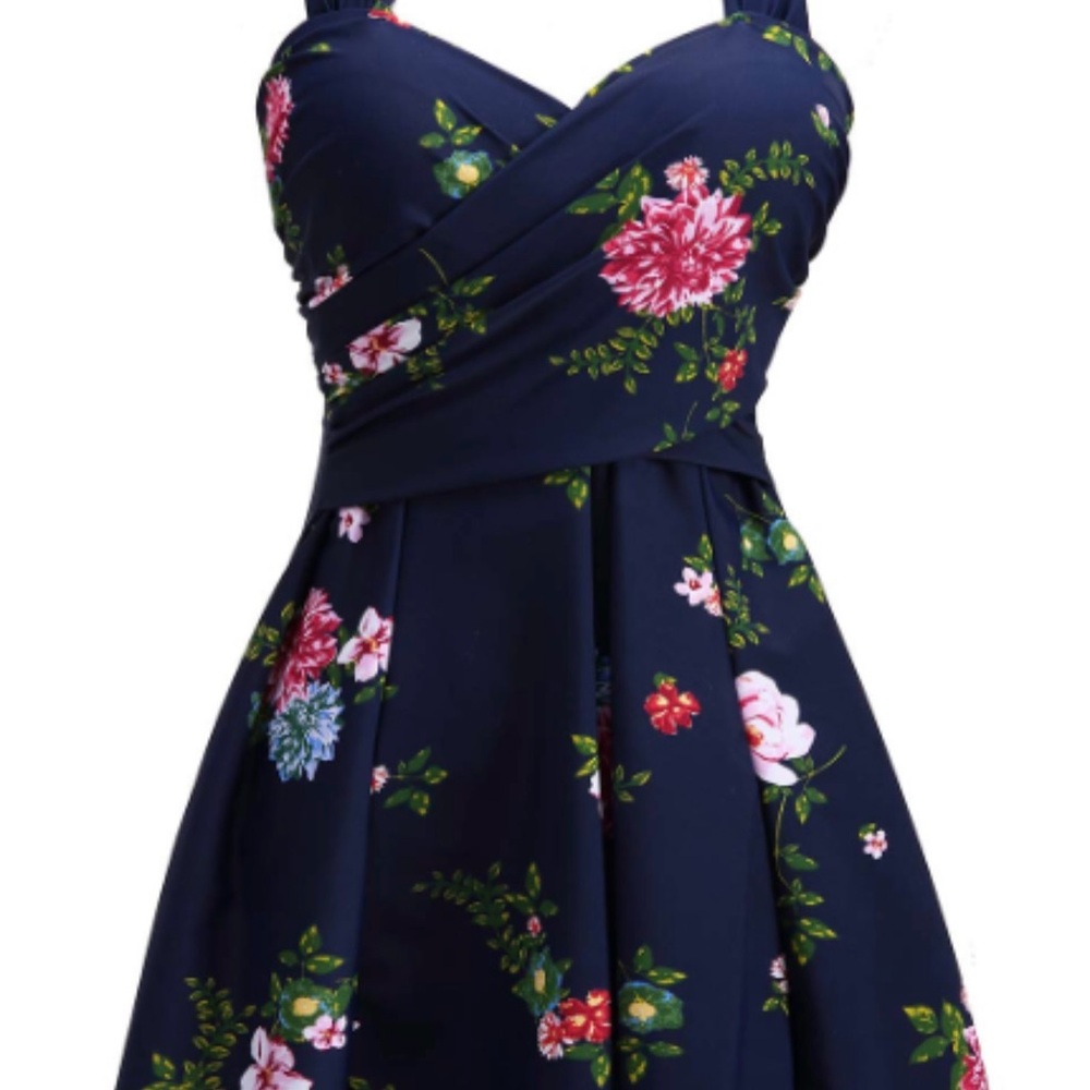 Floral Navy Swimsuit Dress
